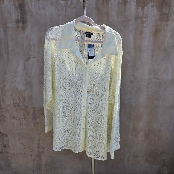 City Chic Cream Lace Blouse - Picture 1 of 6